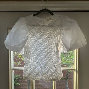Anthropologie Puff-Sleeve Smocked Top - Small